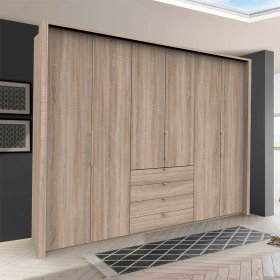 Moderner Schlafzimmerkleiderschrank Gehvonda in Eiche Sägerau mit viel Stauraum – Ansicht 2