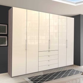Moderner Schlafzimmerkleiderschrank Modata mit Falttüren und vier Schubladen – Ansicht 3