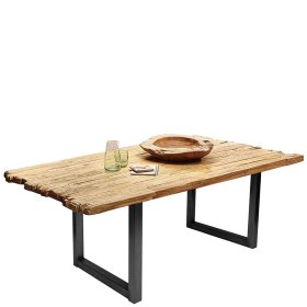 Holztisch Caroli aus Teak Recyclingholz und Stahl im Loft Design – Ansicht 2