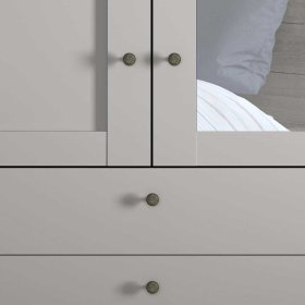 Landhausstil Drehtürschrank Saconso in Hellgrau mit Spiegeltür – Ansicht 6