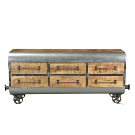 Sideboard Tamila aus Mangobaum Massivholz sandgestrahlt – Ansicht 2