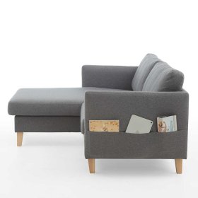 Skandi Design Wohnzimmer Couch Tubrina in Grau aus Webstoff – Ansicht 4