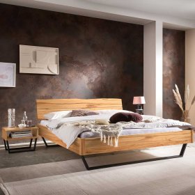 Wildbuche Doppelbett Ubasta mit Metall Bügelgestell im Loft Stil – Ansicht 2