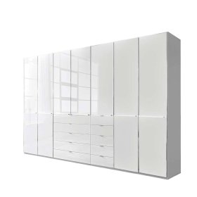 Weißer Kleiderschrank Bean Front glasbeschichtet mit zehn Schubladen – Ansicht 1