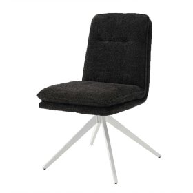 Drehbare Stühle Fabielle in Anthrazit Boucle mit weißem Metallgestell (2er Set) – Ansicht 1