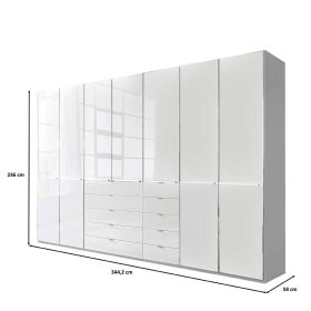 Weißer Kleiderschrank Bean Front glasbeschichtet mit zehn Schubladen – Ansicht 9