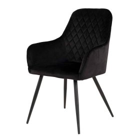 Esszimmerarmlehnstuhl Jamey in Schwarz aus Samt & Metall (2er Set) – Ansicht 1
