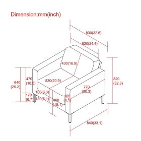 Moderner Einzelsessel Ivalin in Cremeweiß mit 46 cm Sitzhöhe – Ansicht 6