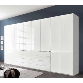 Drehtürenkleiderschrank Bean mit acht Schubladen Front glasbeschichtet – Ansicht 2