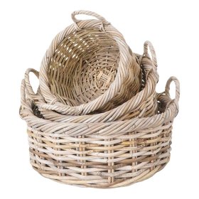Rattan Körbe Hayato im Landhausstil mit Henkel (dreiteilig) – Ansicht 2