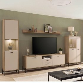 Anbauwand Zimena mit Vierfußgestell aus Metall 206 cm hoch (vierteilig) – Ansicht 2