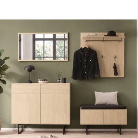 Garderobenset Carno 40 cm tief in Eiche Stone (vierteilig) – Ansicht 1