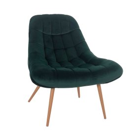 Retrostil Lounge Sessel Apulciana in Dunkelgrün Samt mit 4-Fuß Gestell aus Metall – Ansicht 1