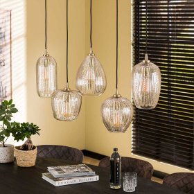 Glas Hängeleuchte Marzias im Vintage Look 120 cm breit – Ansicht 2