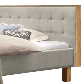 Polsterbett in Beige Petrolina 43 cm Einstiegshöhe mit Vierfußgestell aus Eiche – Ansicht 3