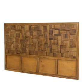 Doppelbett Kopfteil Koropi aus Teak massiv 220 cm breit – Ansicht 1