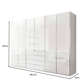 XL Kleiderschrank Bean mit Drehtüren Front glasbeschichtet – Ansicht 9