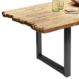 Holztisch Caroli aus Teak Recyclingholz und Stahl im Loft Design – Ansicht 3