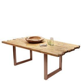 Bügelgestell Esstisch Asprecca aus Teak Recyclingholz und Stahl im Loft Style – Ansicht 1