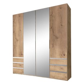 Kleiderschrank mit Spiegel Grenvana in Plankeneiche Holzoptik Made in Germany – Ansicht 1