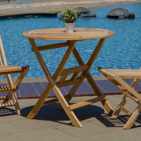 Garten Klapptisch Spadarius aus Teak Massivholz rund – Ansicht 6