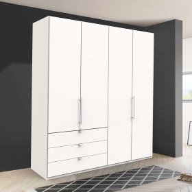 Falttüren Designschrank Emiliano in Weiß mit drei Schubladen – Ansicht 3