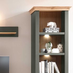 Landhausstil Wohnwand Vashina in Graugrün und Wildeiche Optik (vierteilig) – Ansicht 10