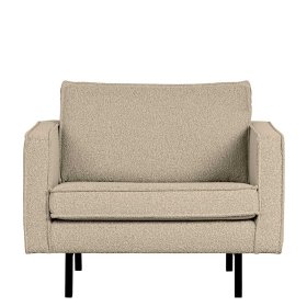 Retro Polstersessel Catanias in Beige Boucle mit Vierfußgestell aus Metall – Ansicht 2