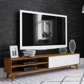 Design Lowboard Triancova in Weiß und Wildeiche 220 cm breit – Ansicht 2