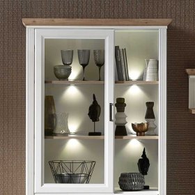 Anbauwand Vronata in Weiß und Eichefarben im Landhaus Design (zweiteilig) – Ansicht 4