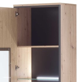 Standvitrine Geronda in Anthrazit und Eiche Optik 210 cm hoch – Ansicht 4