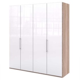 Glasfront Kleiderschrank Andryas in Weiß und Eiche Sägerau – Ansicht 1