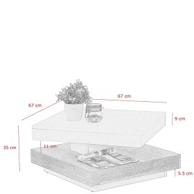 Sofatisch Cordona in Weiß und Sonoma Eiche mit drehbarer Tischplatte – Ansicht 5