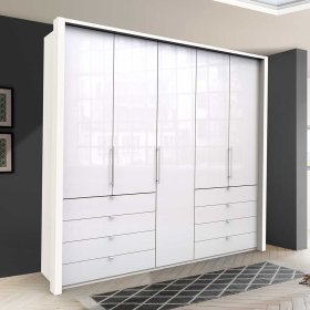 Schlafzimmerschrank Grinzia in Weiß mit acht Schubladen – Ansicht 2