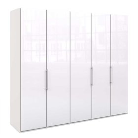 Weißer Schlafzimmerschrank Grinzia mit Falttüren Made in Germany – Ansicht 1