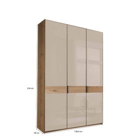 Drehtürenschrank Viramiru in Champagner & Eiche Bianco 149 cm breit – Ansicht 16