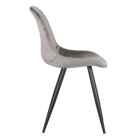 Grauer Samt Stuhl Set Opium mit Gestell aus Metall im Skandi Design (2er Set) – Ansicht 3