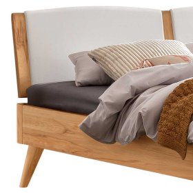 Wildbuche Massivholz Doppel Bett Saloons mit Polster in Weiß – Ansicht 3