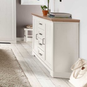 Schlafzimmer Dymco im Landhausstil in Holzoptik Pinie weiß (fünfteilig) – Ansicht 16