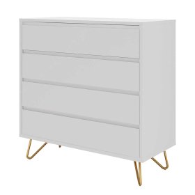 Schubkastenkommode Sonoro in Weiß und Goldfarben 90 cm breit – Ansicht 1