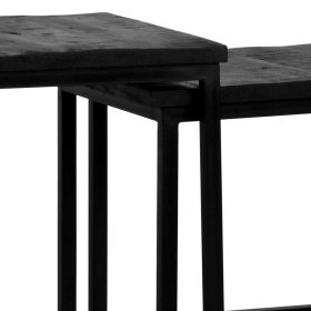Wohnzimmertische Ribanna komplett schwarz rustikale Holzplatten (zweiteilig) – Ansicht 5