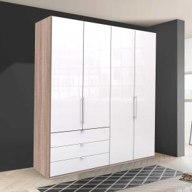 Qualitäts Kleiderschrank Andryas mit Falttüren glasbeschichtet – Ansicht 3