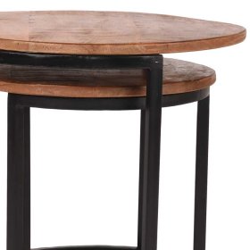 Sofatische Nolga aus Mangobaum Massivholz und Metall handgearbeitet (zweiteilig) – Ansicht 8