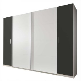 Schlafzimmerkleiderschrank Oristina mit Dreh- und Schiebetüren 210 cm hoch – Ansicht 1