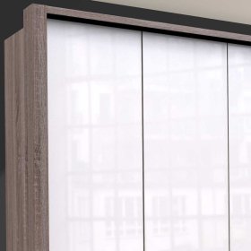 3 türiger Schlafzimmerschrank Yunidra in Weiß Eiche Trüffelfarben modern – Ansicht 5