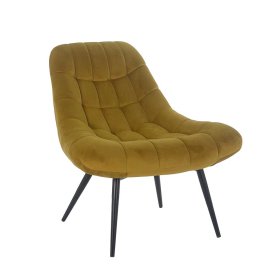 Retro Sessel Octna in Ocker Samt mit 50 cm Sitzhöhe – Ansicht 1