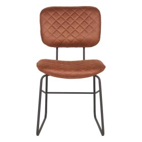 Esszimmerstuhl Set Focsani in Cognac Braun Microfaser mit Bügelgestell aus Metall (2er Set) – Ansicht 2