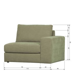 Couch Element mit Armlehne rechts Karyon in Graugrün - Modulsofa – Ansicht 14