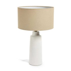 Skandi Design Tischlampe Asendra aus Keramik in Weiß und Creme – Ansicht 1