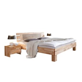 Doppelbett Set Ambo aus Kernbuche massiv mit Nachtkonsolen (dreiteilig) – Ansicht 1
